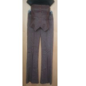 copper bling shimmer bebe bustier slacks set